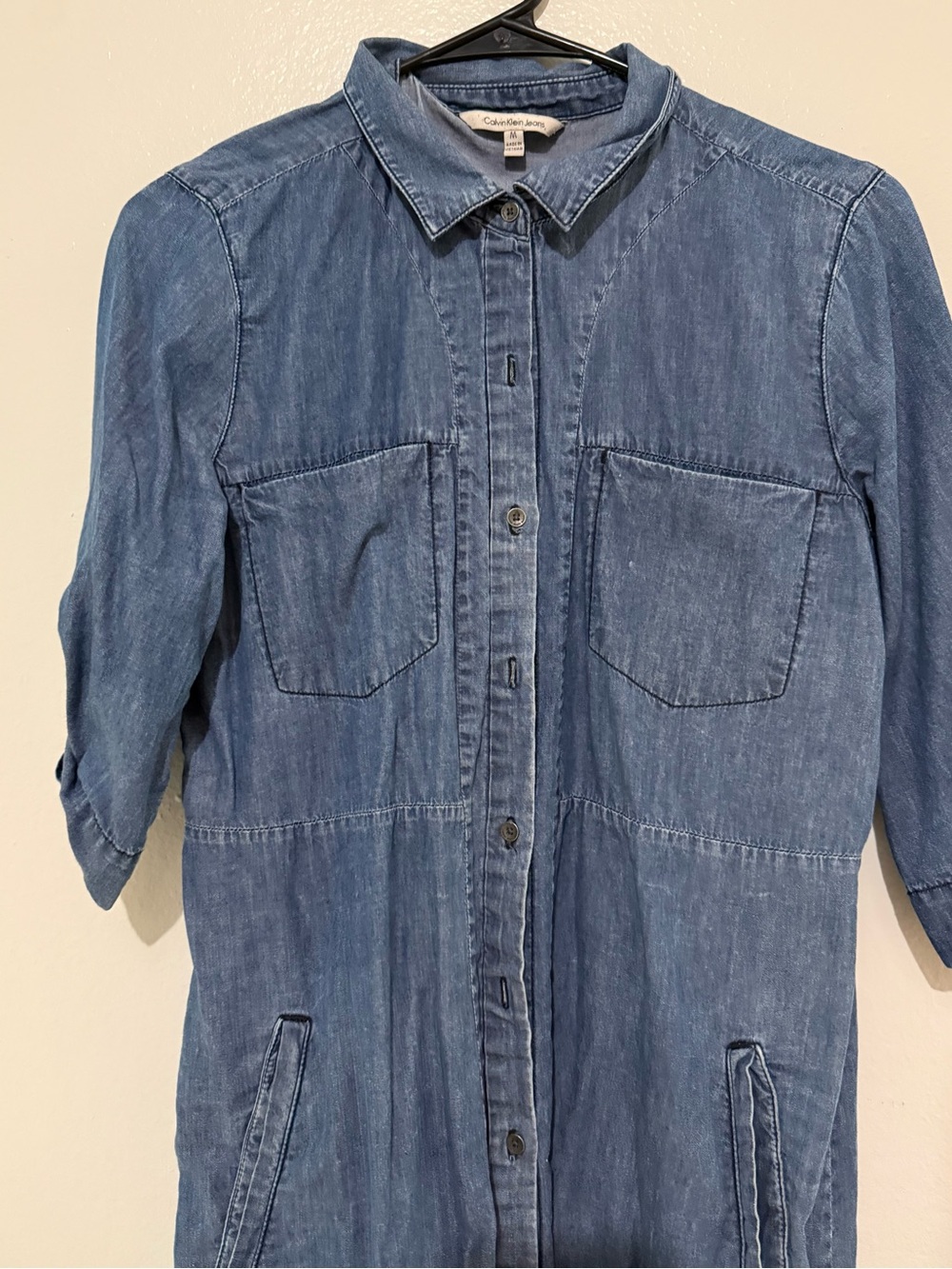 Calvin Klein Jeans Light Blue Denim Button-Down Shirt Dress